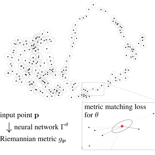 Figure from Riemannian Metric Matching for Scalable Geometric Modelling of Distributions